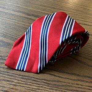 Nautica Red Striped Silk Tie